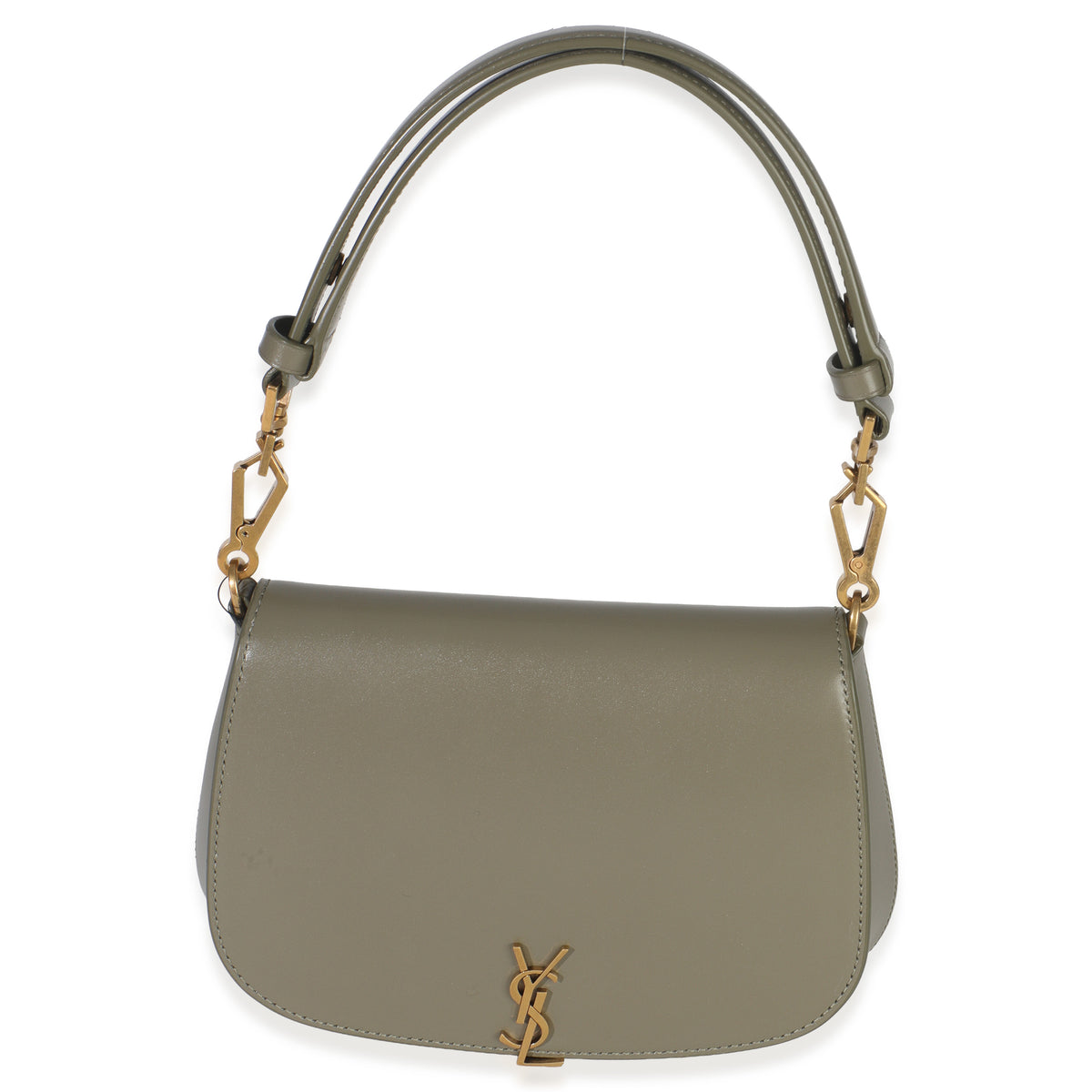 Saint Laurent Strong Moss Smooth Leather Mini Voltaire Handbag sv