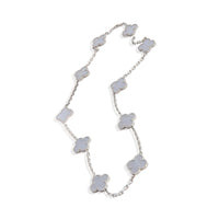 White Gold Chalcedony Vintage Alhambra Necklace