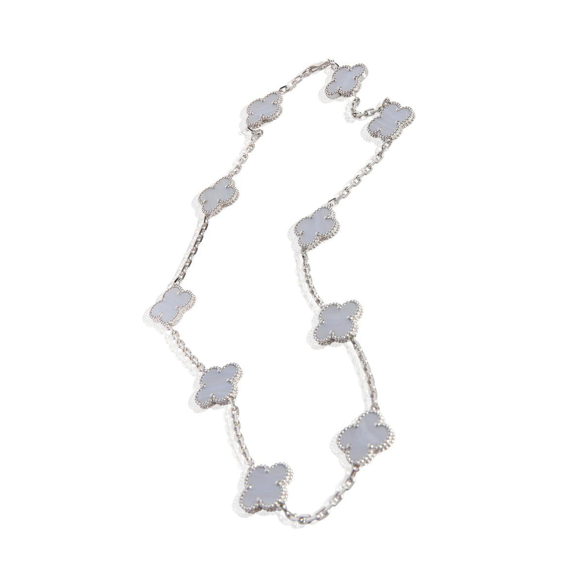 White Gold Chalcedony Vintage Alhambra Necklace