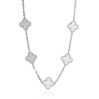 White Gold Chalcedony Vintage Alhambra Necklace