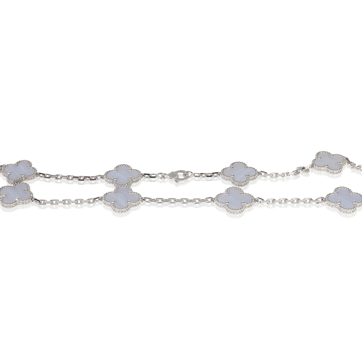 White Gold Chalcedony Vintage Alhambra Necklace