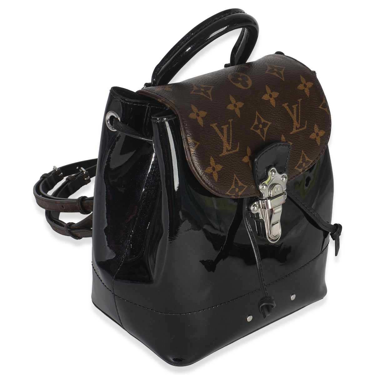 Louis Vuitton Black Patent Monogram Hot Springs Backpack Handbag bv