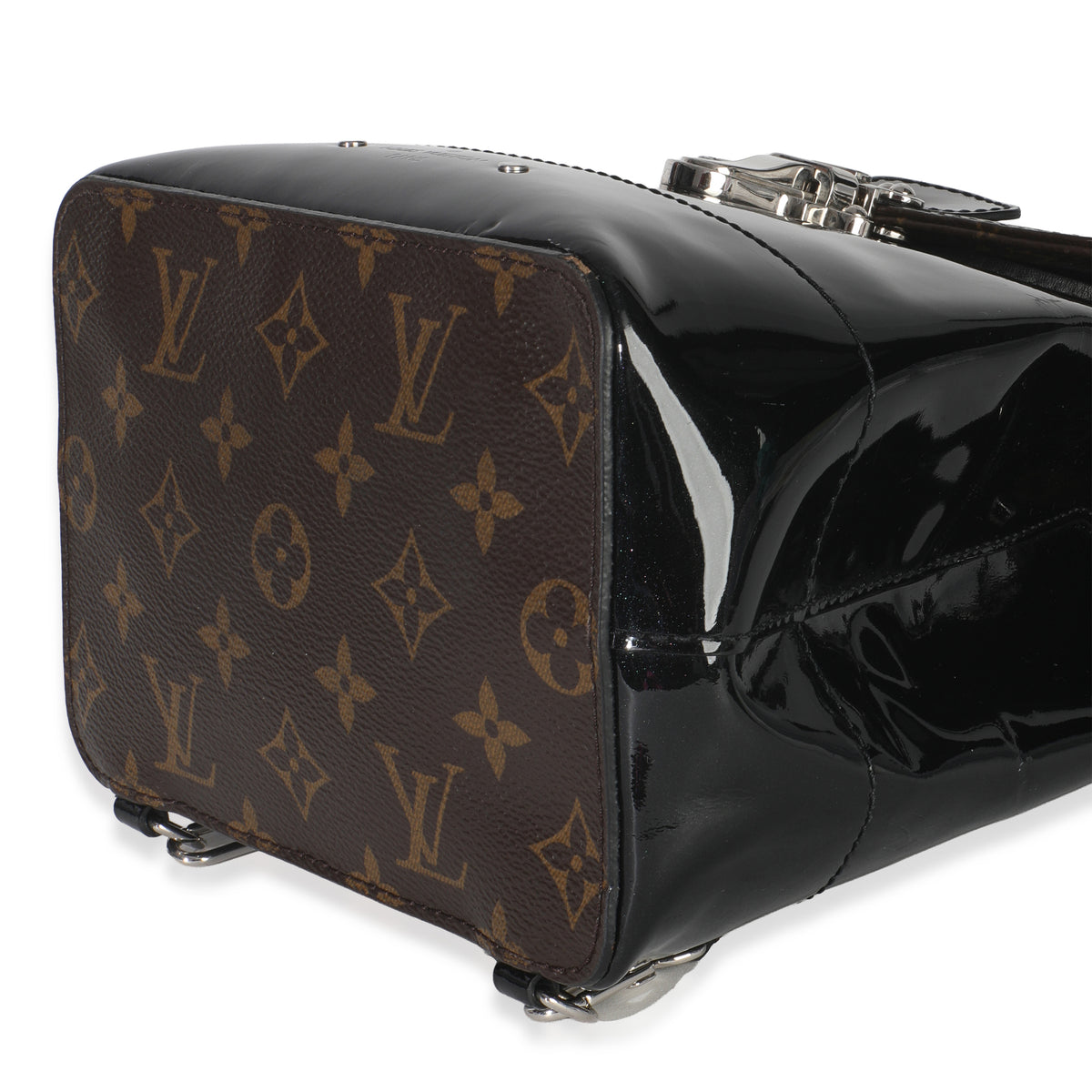 Louis Vuitton Black Patent Monogram Hot Springs Backpack Handbag clasp