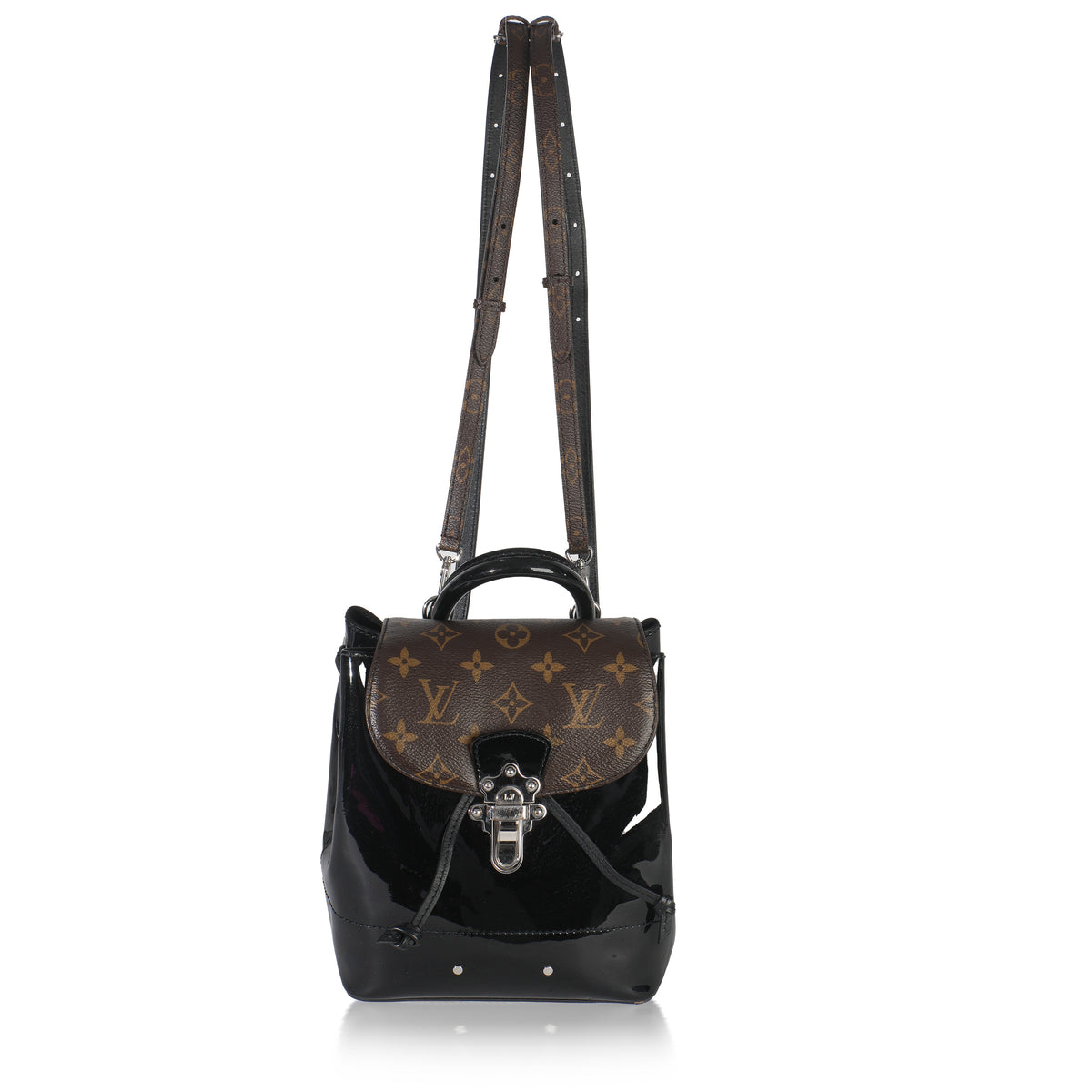 Louis Vuitton Black Patent Monogram Hot Springs Backpack Handbag fv
