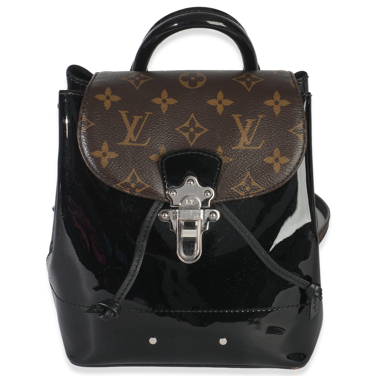 Louis Vuitton Black Patent Monogram Hot Springs Backpack Handbag sv