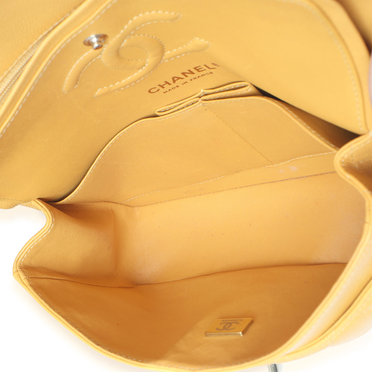 Chanel Yellow Caviar Quilted Small Classic Double Flap Handbag Handbag ad2