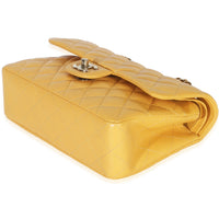Chanel Yellow Caviar Quilted Small Classic Double Flap Handbag Handbag box