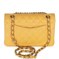 Chanel Yellow Caviar Quilted Small Classic Double Flap Handbag Handbag bv