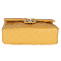 Chanel Yellow Caviar Quilted Small Classic Double Flap Handbag Handbag stamp