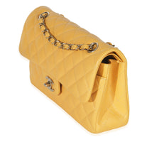Chanel Yellow Caviar Quilted Small Classic Double Flap Handbag Handbag sv