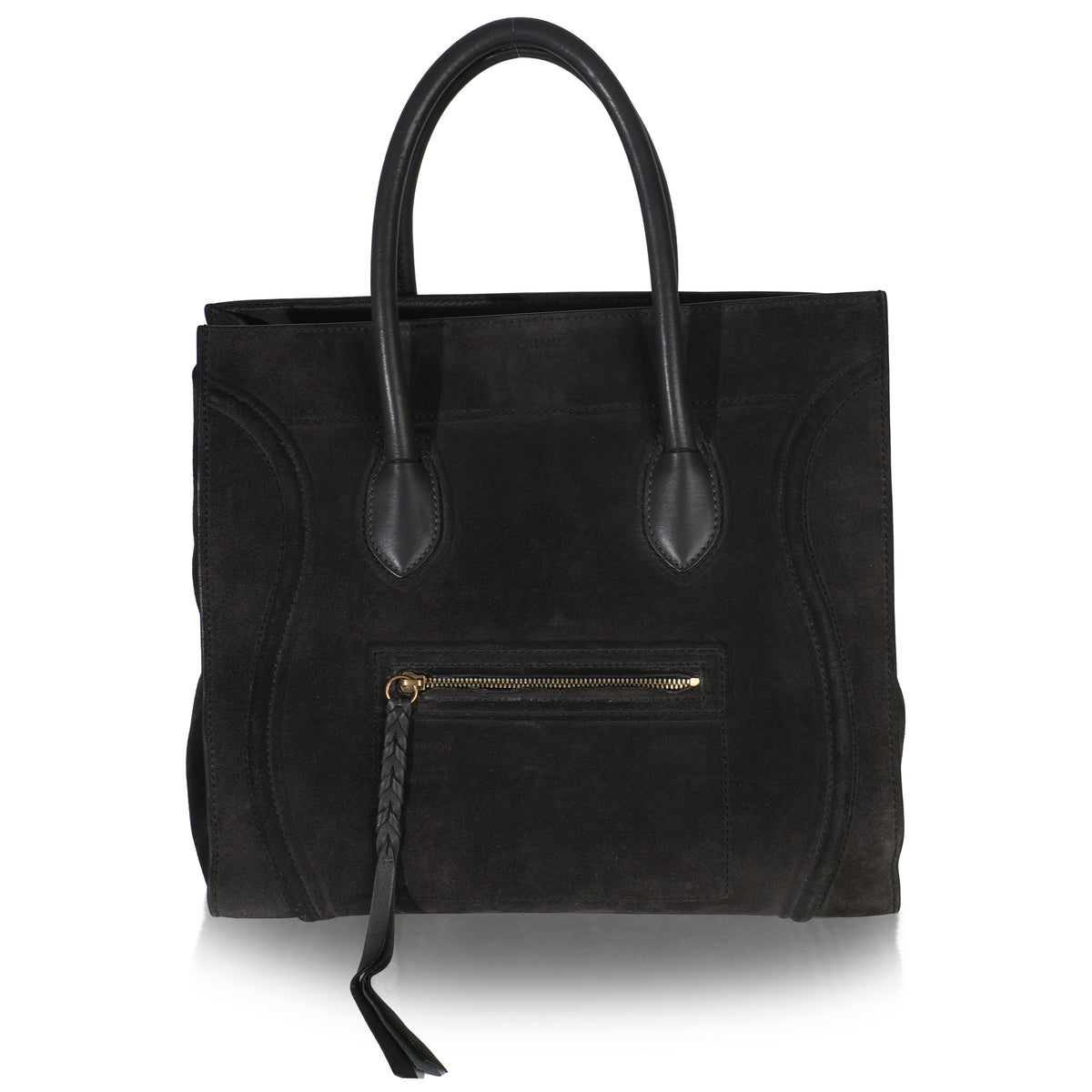 Celine Black Suede Medium Phantom Luggage Tote Handbag id