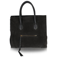 Celine Black Suede Medium Phantom Luggage Tote Handbag id