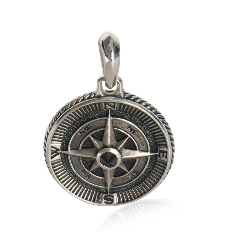 Sterling Silver  Maritime Compass Amulet Pendant