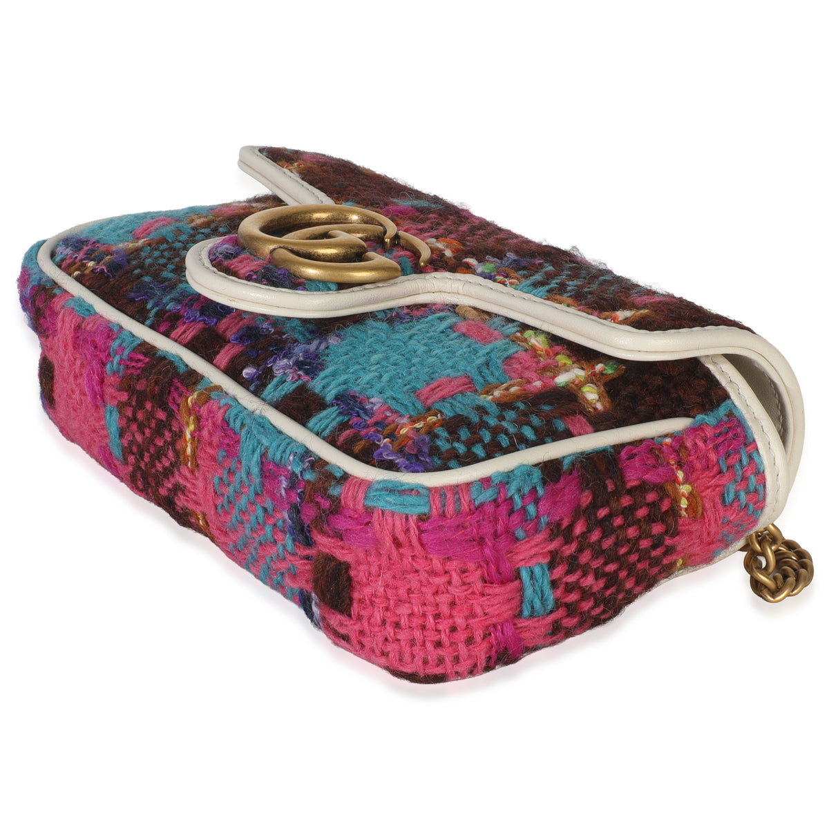 Pink Multicolor Tweed Spicy Check Super Mini GG Marmont