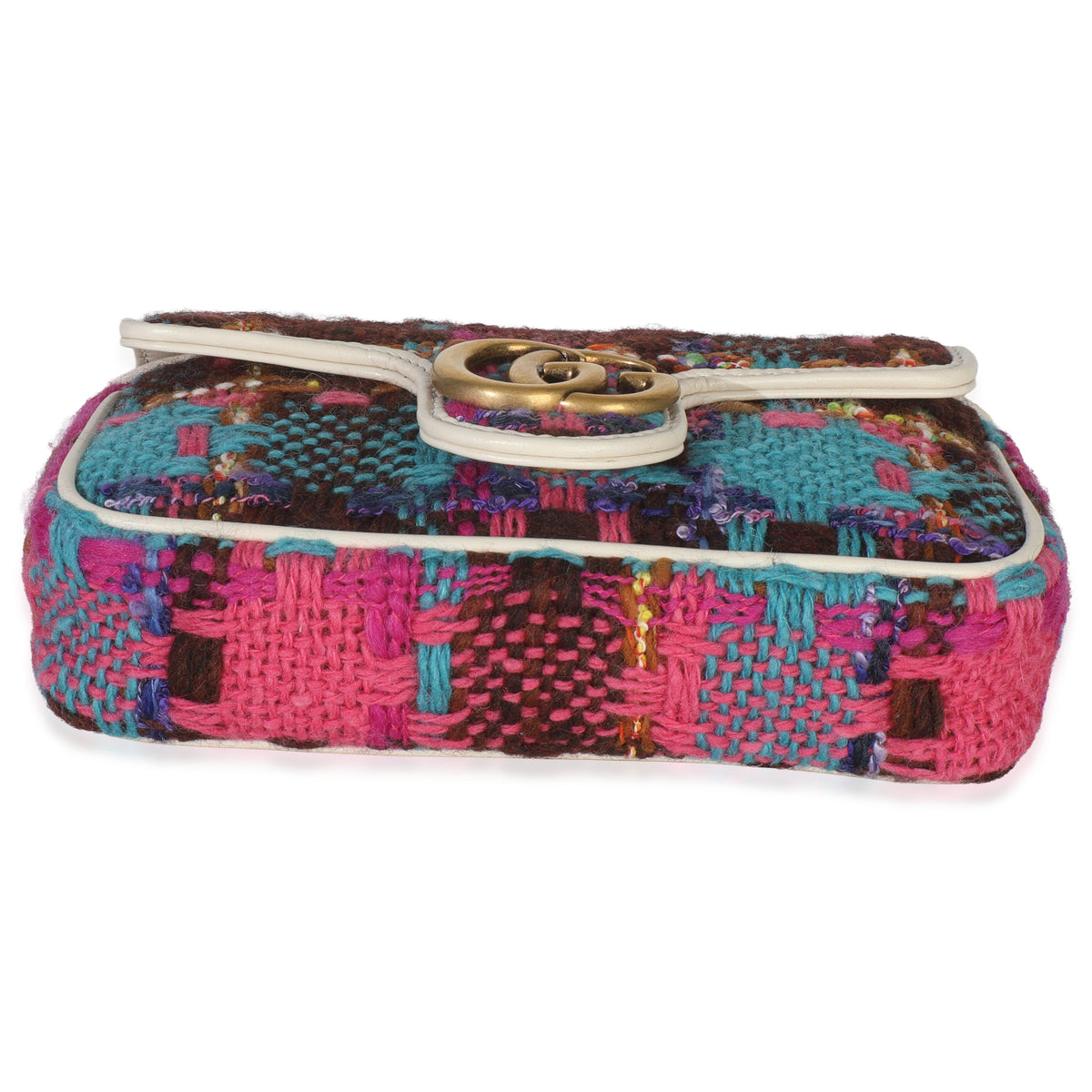 Pink Multicolor Tweed Spicy Check Super Mini GG Marmont