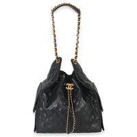 Black Quilted Caviar Medium Chanel 25 Hobo Handbag