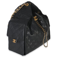 Black Quilted Caviar Medium Chanel 25 Hobo Handbag