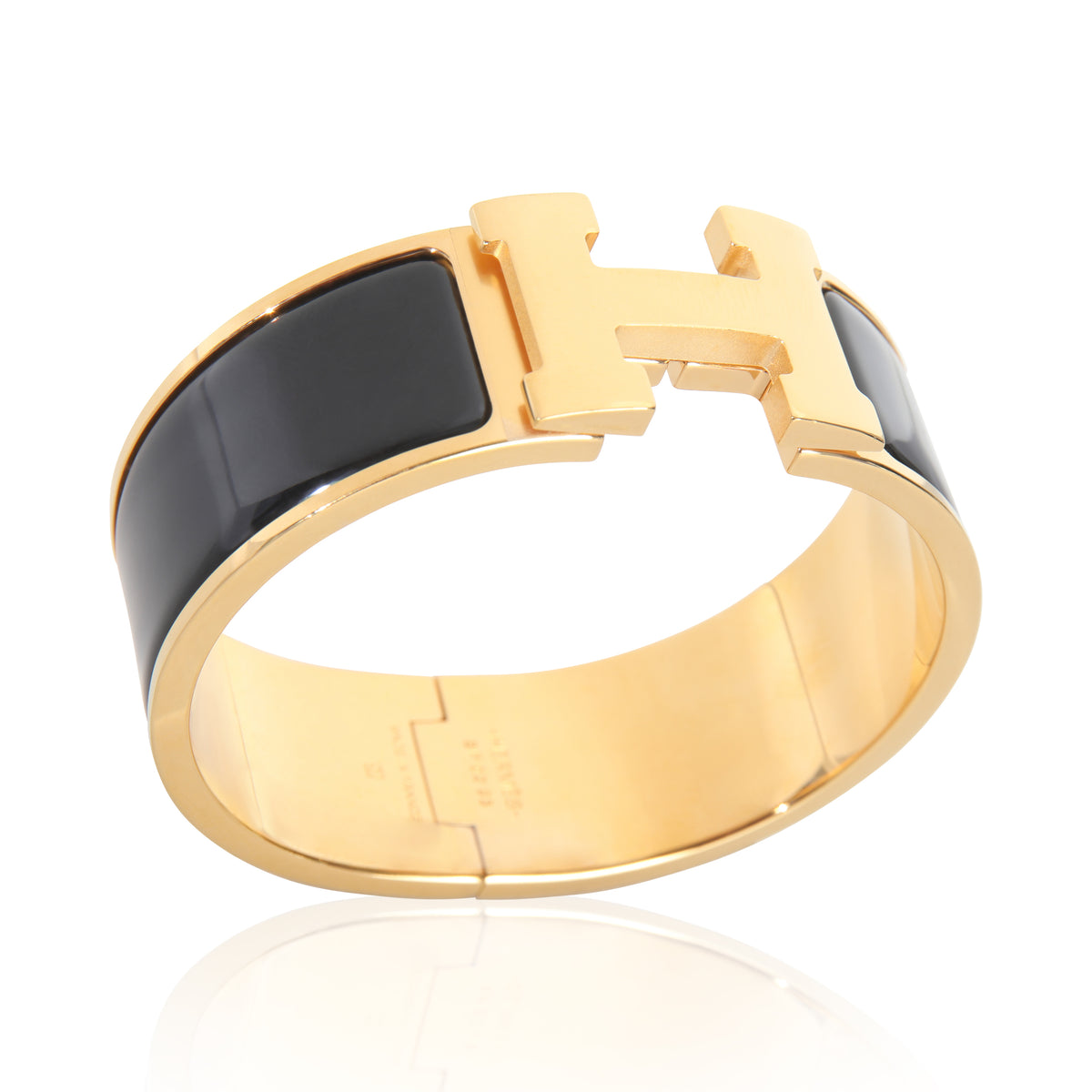Gold-Plated Clic Clac In Noir Bracelet