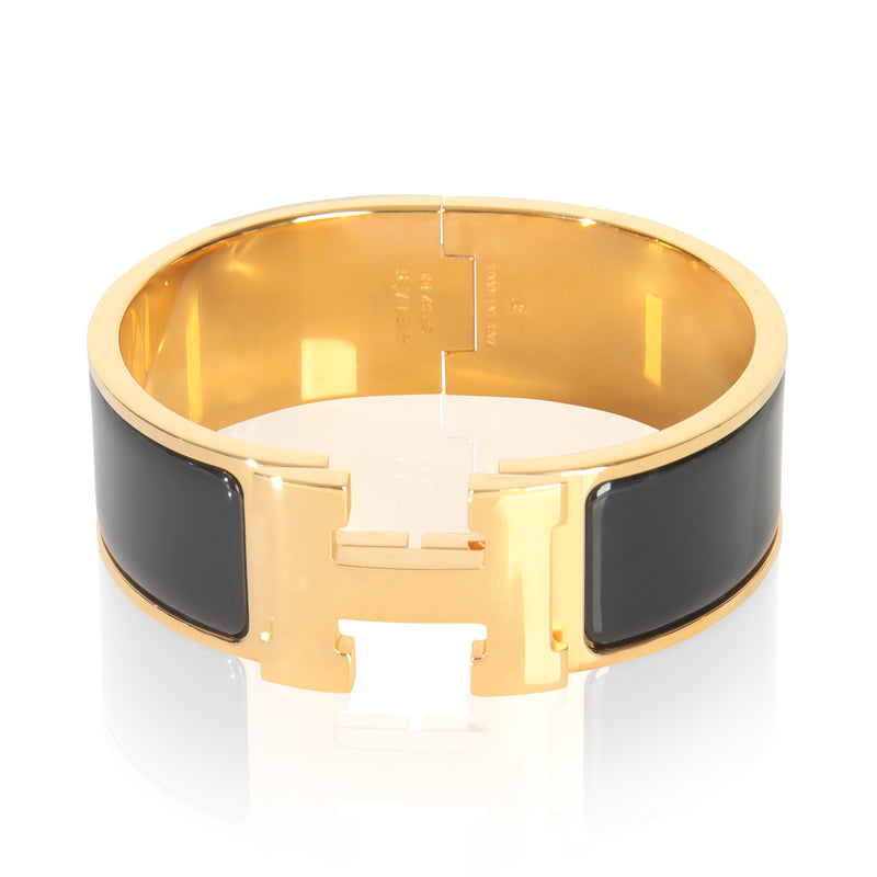 Gold-Plated Clic Clac In Noir Bracelet