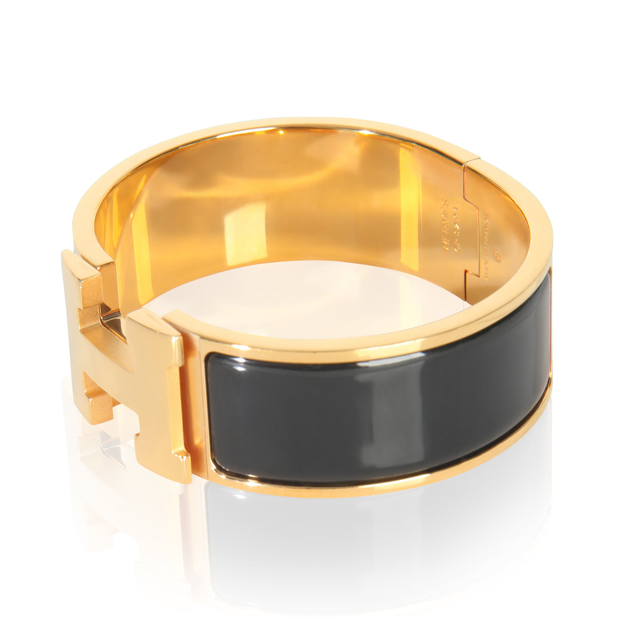Gold-Plated Clic Clac In Noir Bracelet