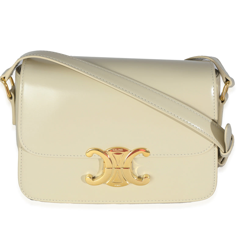 Celine Light Stone Shiny Calfskin Classique Triomphe Bag Handbag fv
