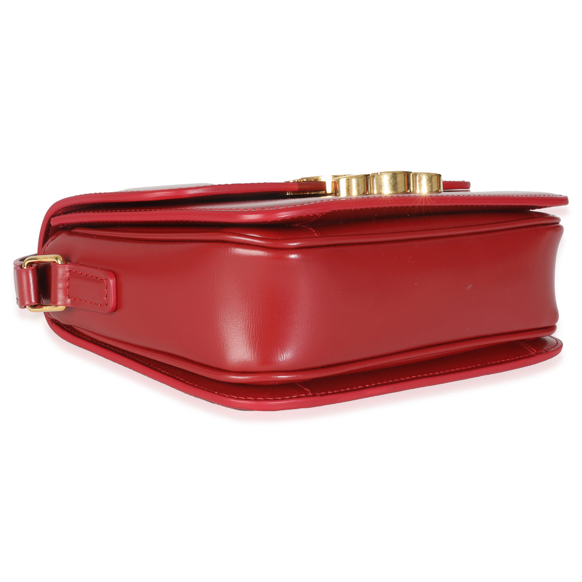 Celine Red Shiny Calfskin Teen Triomphe Handbag clasp