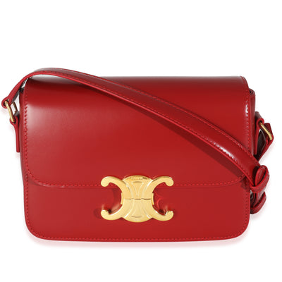 Celine Red Shiny Calfskin Teen Triomphe Handbag fv