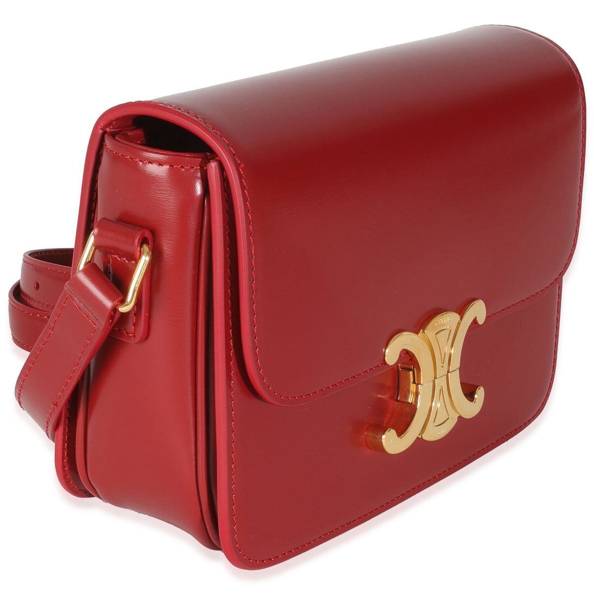 Celine Red Shiny Calfskin Teen Triomphe Handbag pv