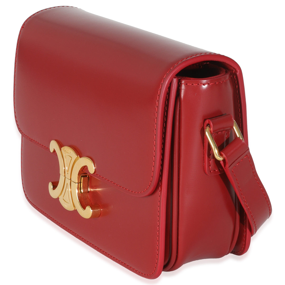 Celine Red Shiny Calfskin Teen Triomphe Handbag sv