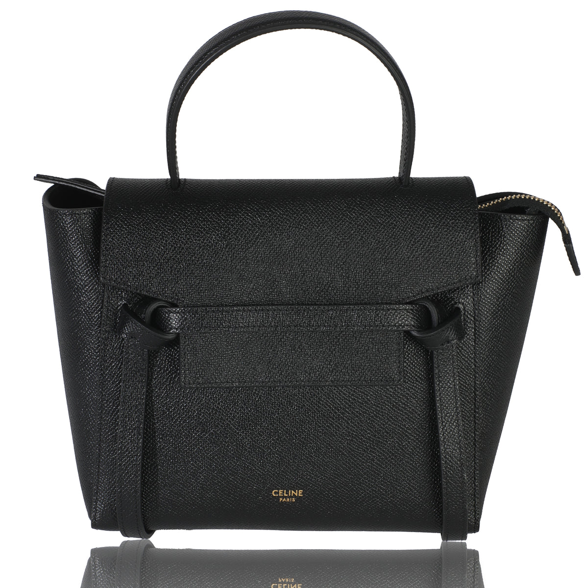 Black Grained Calfskin Nano Belt Bag