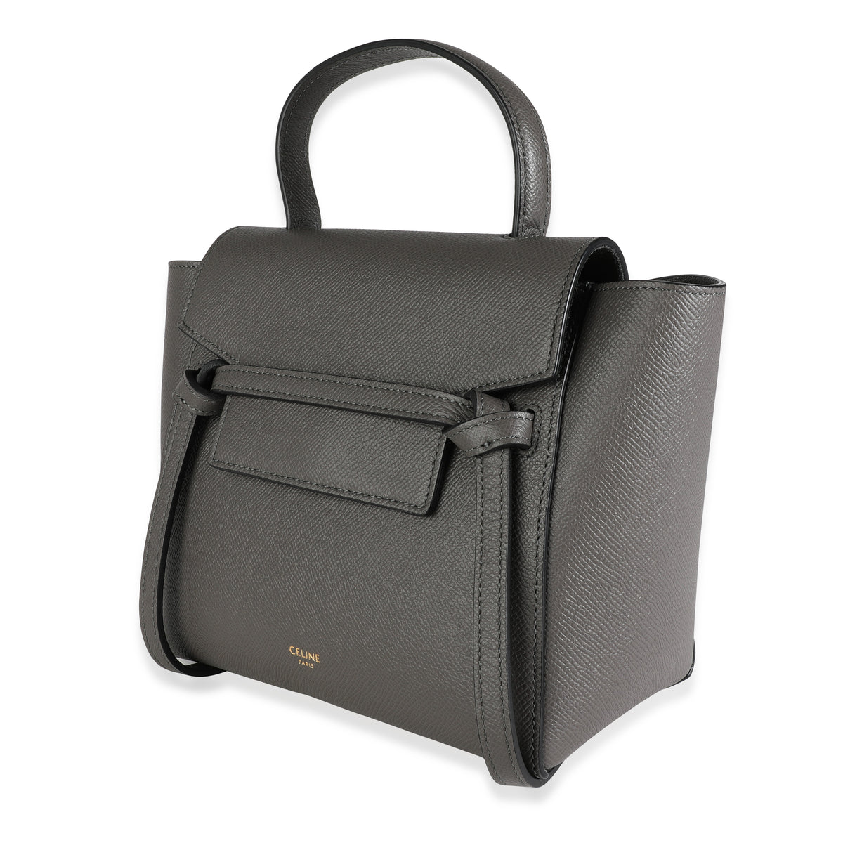 Celine Grey Grained Calfskin Nano Belt Bag Handbag sv