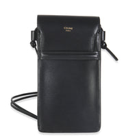 Celine Black Smooth Calfskin Flap Phone Pouch Handbag fv