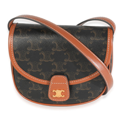 Celine Tan Calfskin Brown Triomphe Canvas Mini Besace Handbag id