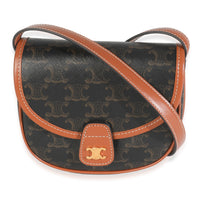 Celine Tan Calfskin Brown Triomphe Canvas Mini Besace Handbag id
