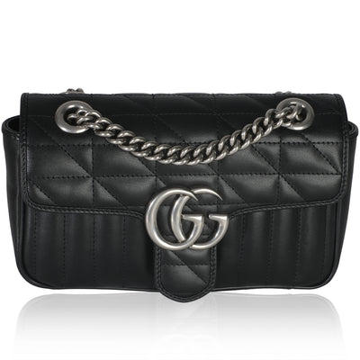 Black Aria Matelasse Calfskin Mini GG Marmont Shoulder Bag