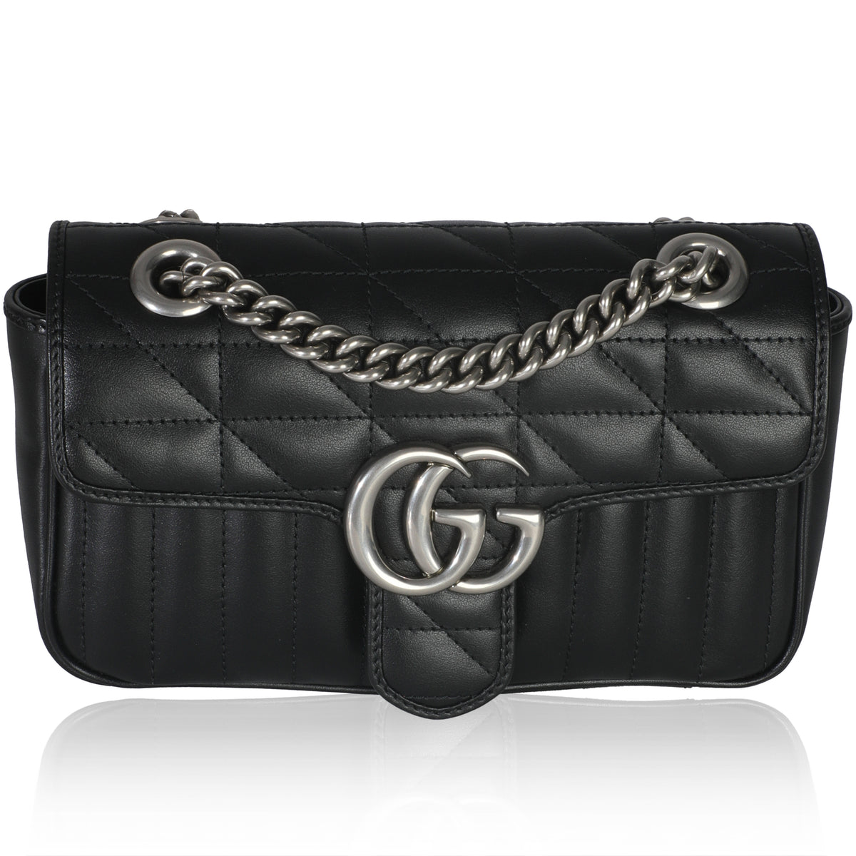 Black Aria Matelasse Calfskin Mini GG Marmont Shoulder Bag