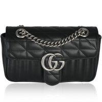 Black Aria Matelasse Calfskin Mini GG Marmont Shoulder Bag