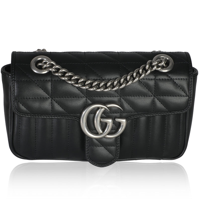 Black Aria Matelasse Calfskin Mini GG Marmont Shoulder Bag