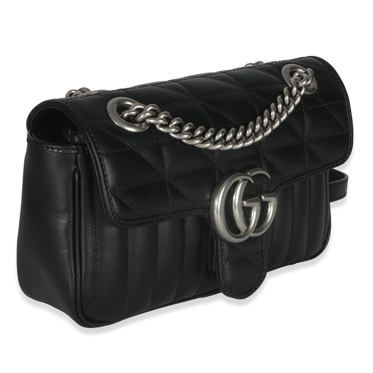 Black Aria Matelasse Calfskin Mini GG Marmont Shoulder Bag