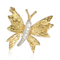Yellow Gold & Platinum Diamond Vintage Butterfly Brooch