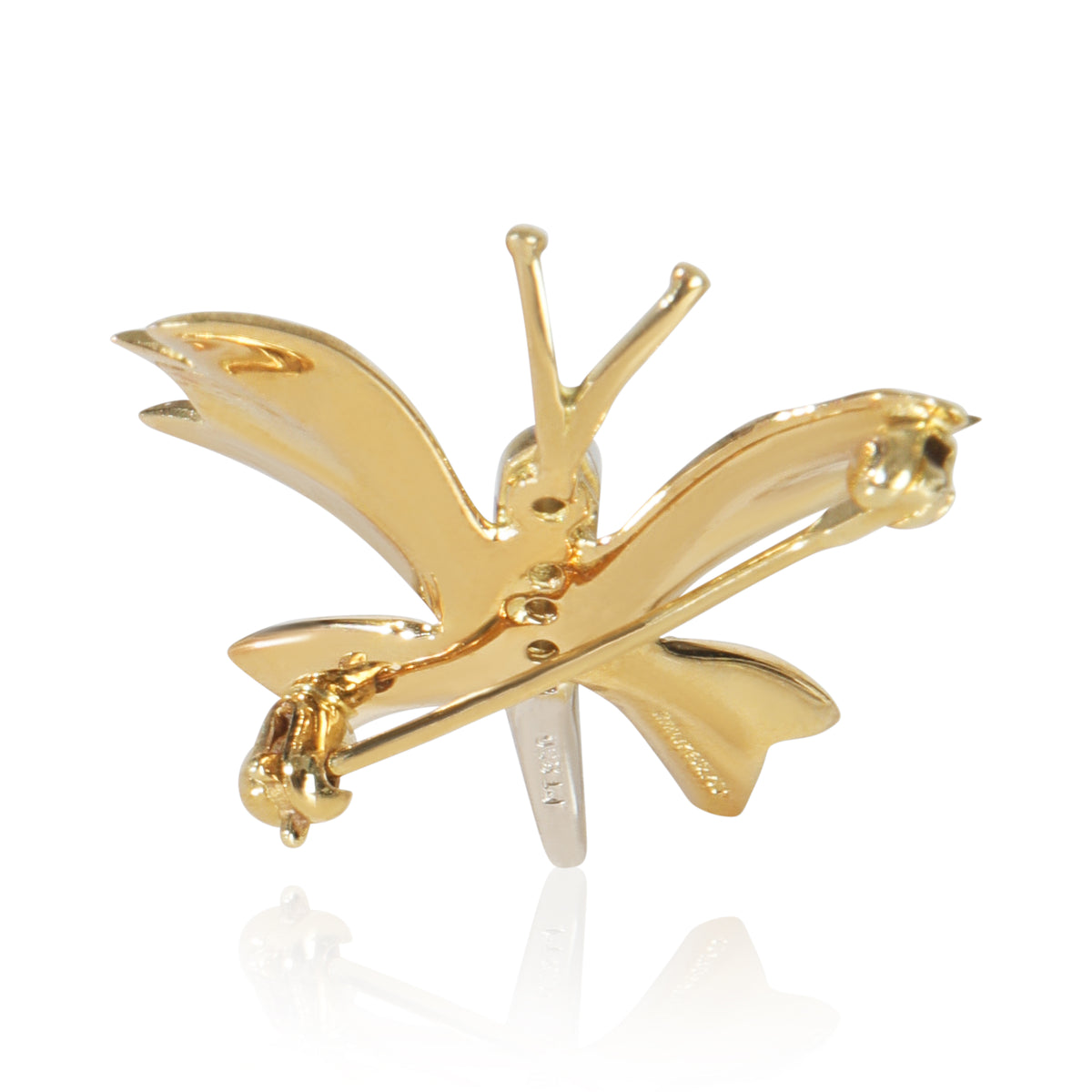 Yellow Gold & Platinum Diamond Vintage Butterfly Brooch
