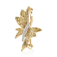 Yellow Gold & Platinum Diamond Vintage Butterfly Brooch