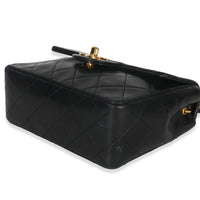 24k Vintage Black Quilted Lambskin Mini Square Flap Bag