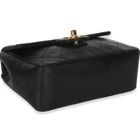 24k Vintage Black Quilted Lambskin Mini Square Flap Bag