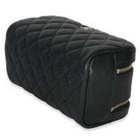 Chanel Black Quilted Caviar Toiletry Case With Chain Handbag box