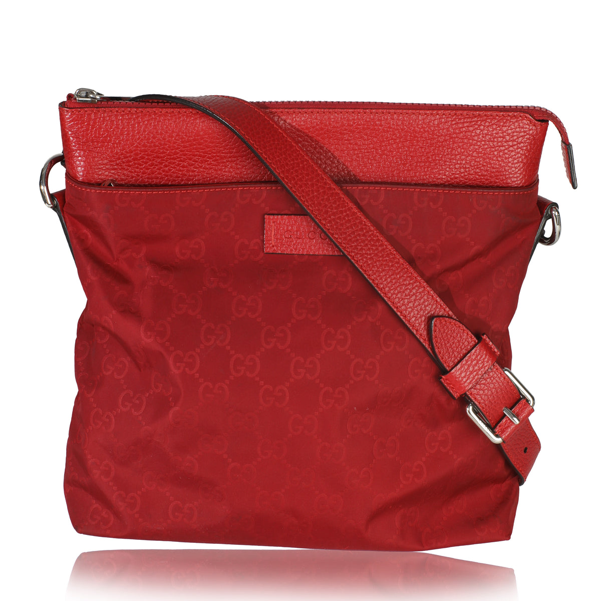 Vintage Red GG Nylon Flat Messenger Bag