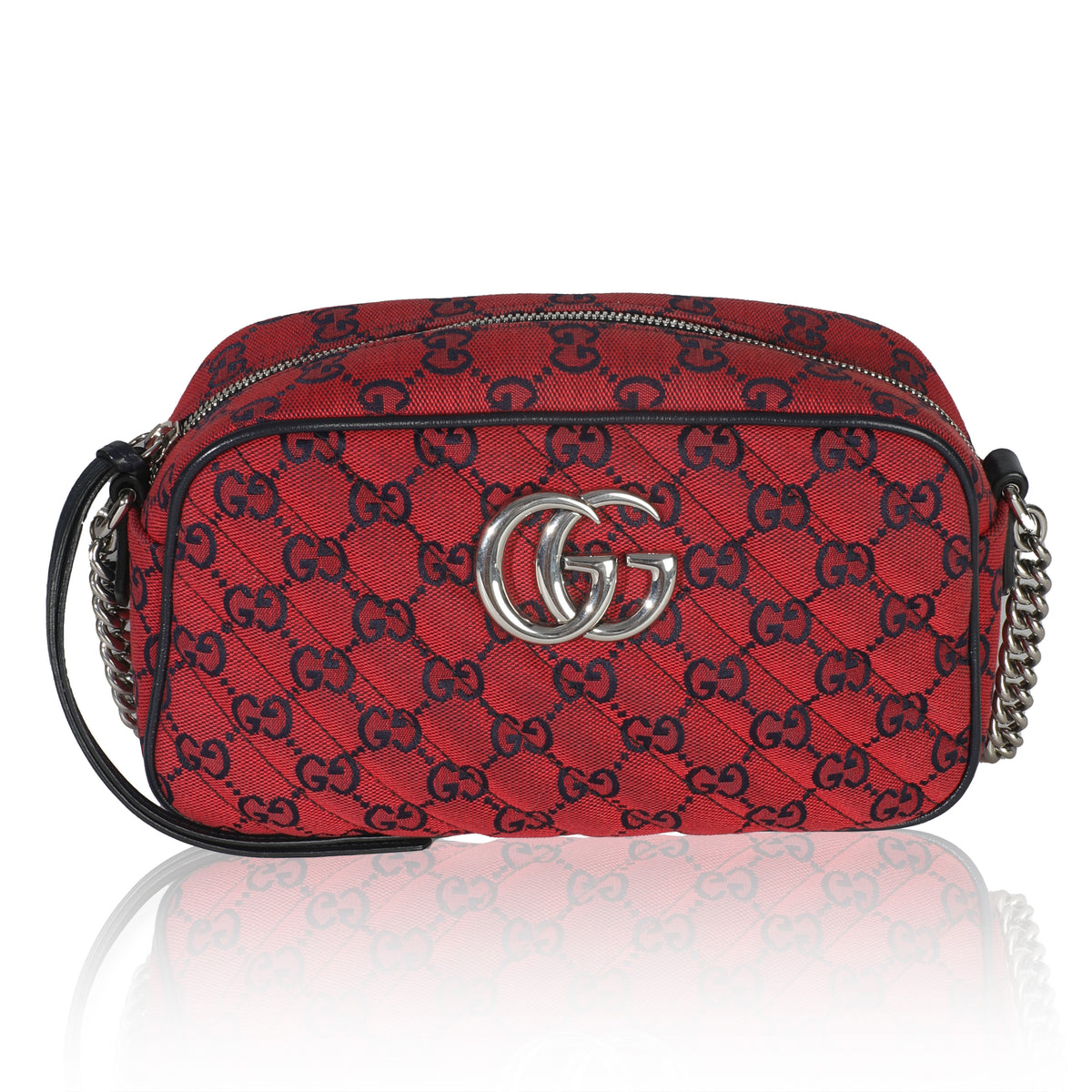 Red GG Diagonal Quilted Canvas Small GG Marmont Camera Bag