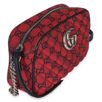 Red GG Diagonal Quilted Canvas Small GG Marmont Camera Bag