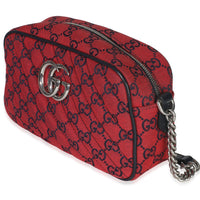Red GG Diagonal Quilted Canvas Small GG Marmont Camera Bag