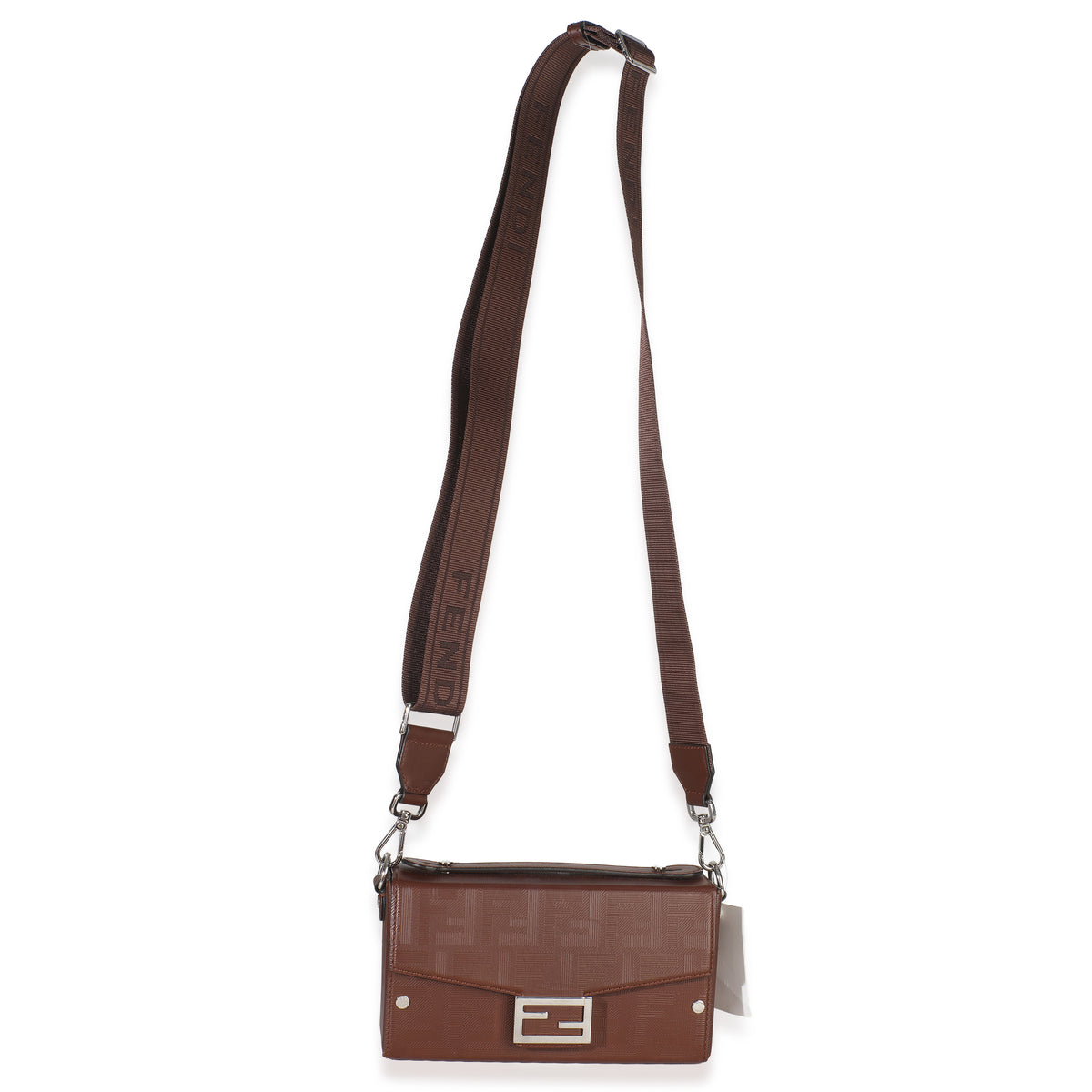 Fendi Brown FF Leather Baguette Soft Trunk Crossbody Handbag av
